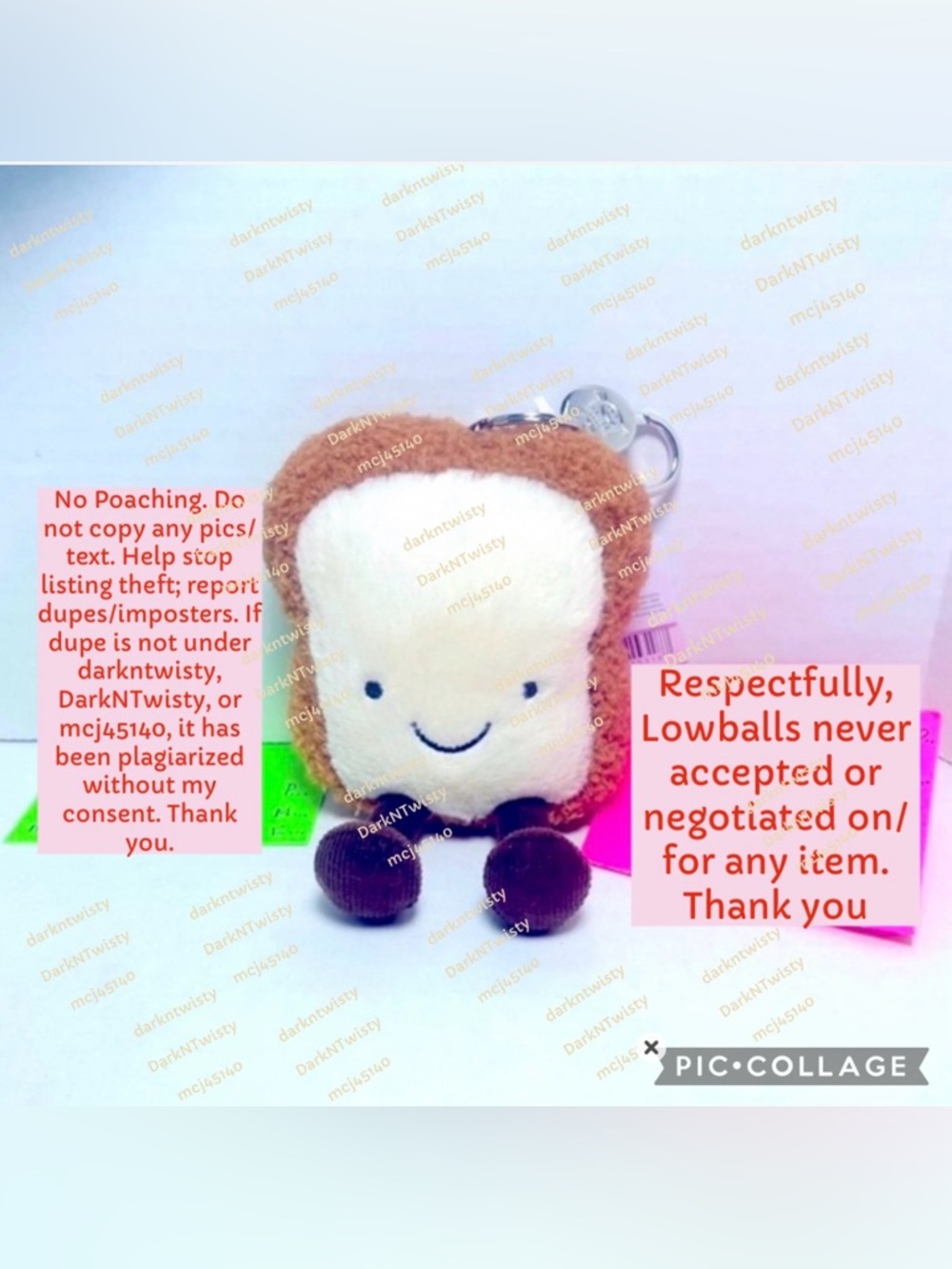 LAST ONE RETIRED BNWT JELLYCAT AMUSEABLE TOAST BAG CHARM